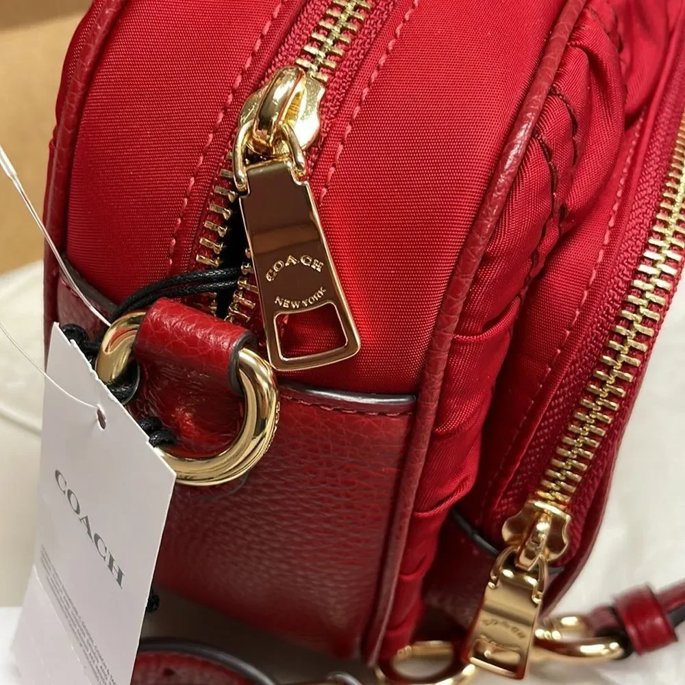 Coach Red Court Crossbody With Ruching Bag - Picture 5 of 10